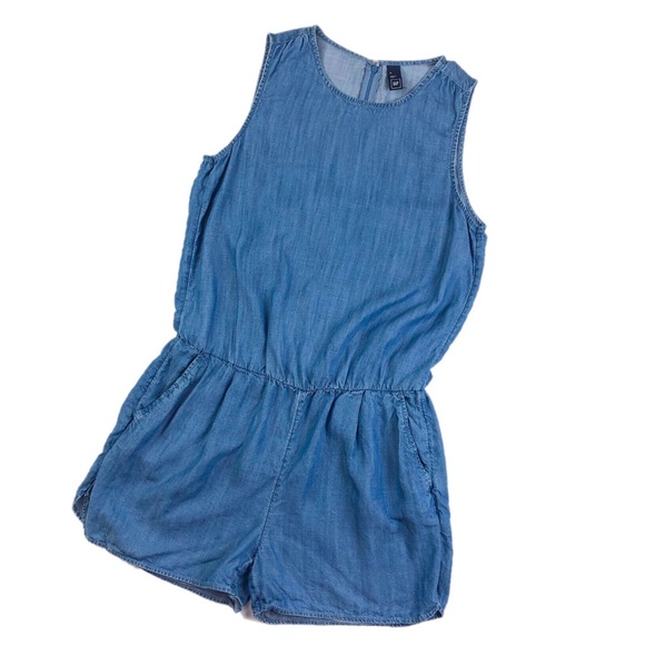 GAP Pants - GAP Tencel Tank Indigo Sleeveless Chambray Romper